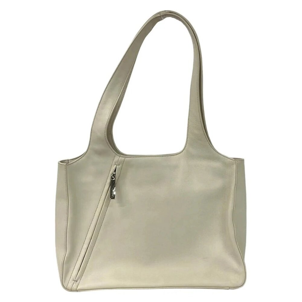 Salvatore Ferragamo - Cream Leather Tote Bag
